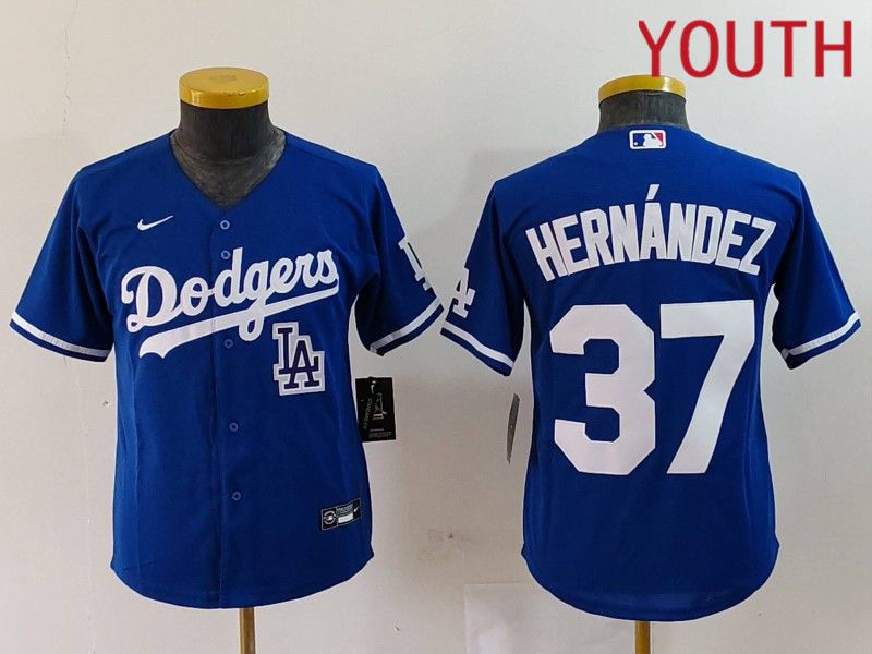 Youth Los Angeles Dodgers #37 Hernandez Blue Nike Game 2024 MLB Jersey style 7244